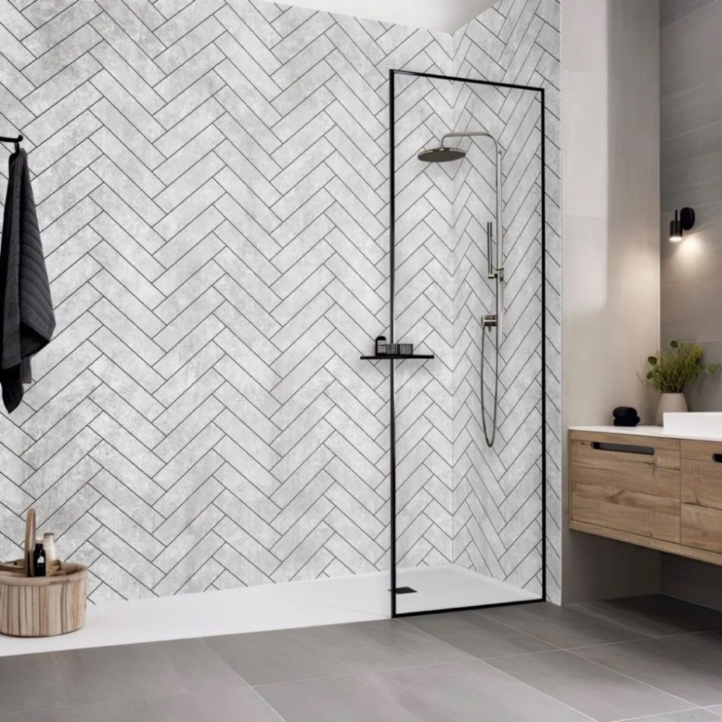 Boniplas Modern Chevron Wall Panel - Grey Matt C15