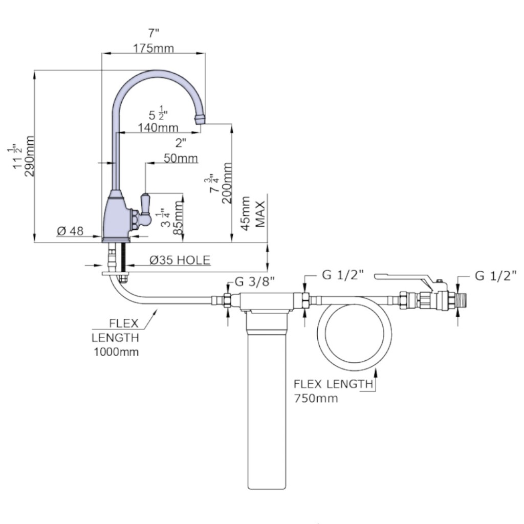 Perrin and Rowe Phoenician Traditional Mini Filtration Tap 1605