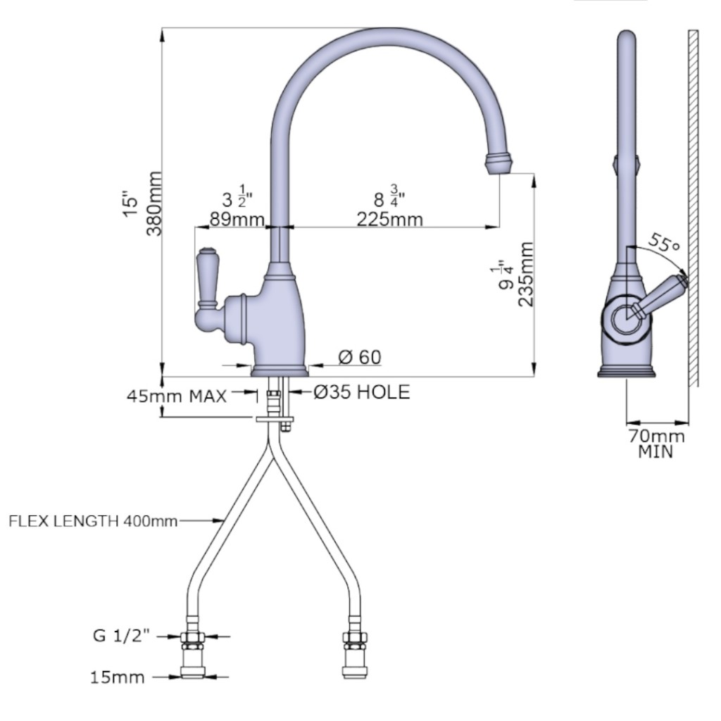 Perrin and Rowe Phoenician Monobloc Single Lever Sink Mixer 4341