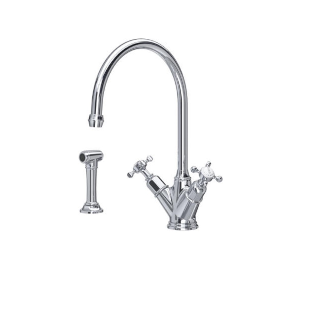 Perrin and Rowe Phoenician Sink Mixer with Crosstop Handles and Rinse 4365