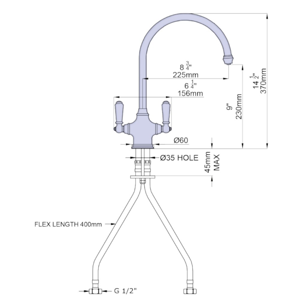 Perrin and Rowe Phoenician Twin Lever Sink Mixer 4460